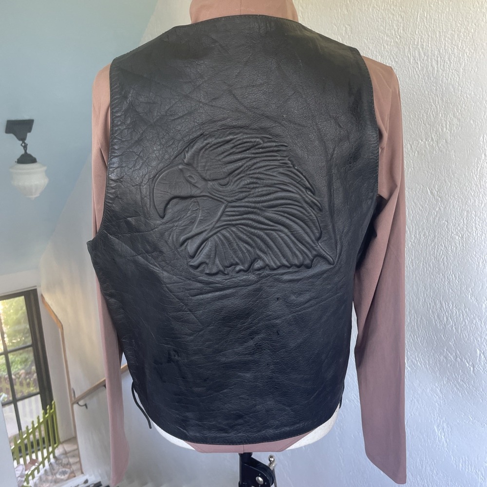 Mens Wilsons Leather Openroad‎ Vest Bald Eagle Size L Vintage 90s Western USA